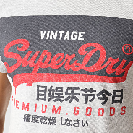 Superdry - Tee Shirt Vintage Logo M1000059A Gris Chiné Gris Foncé Rouge