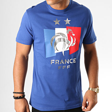 FFF - Tee Shirt Drapeau F19003C Bleu Roi Argenté