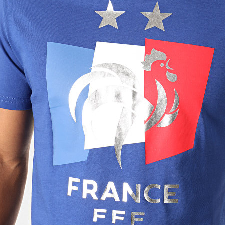 FFF - Tee Shirt Drapeau F19003C Bleu Roi Argenté