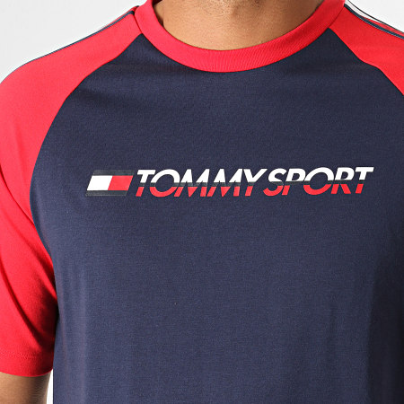 Tommy Hilfiger - Tee Shirt A Bandes Logo 0196 Bleu Marine Rouge Blanc