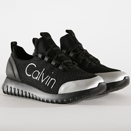 Calvin Klein - Baskets Femme Reika Mesh Brushed Metal R0666 Black Silver