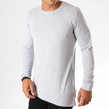 Ikao - Tee Shirt Oversize A Manches Longues F619 Gris Chiné