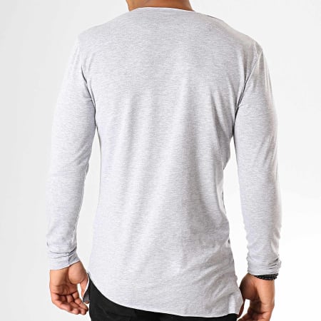 Ikao - Tee Shirt Oversize A Manches Longues F619 Gris Chiné