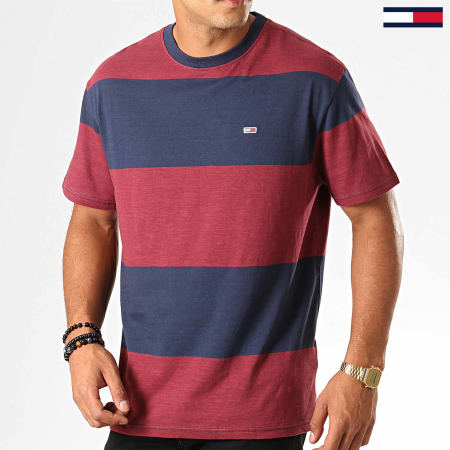 Tommy Jeans - Tee Shirt Bold Stripe 6950 Bordeaux Bleu Marine