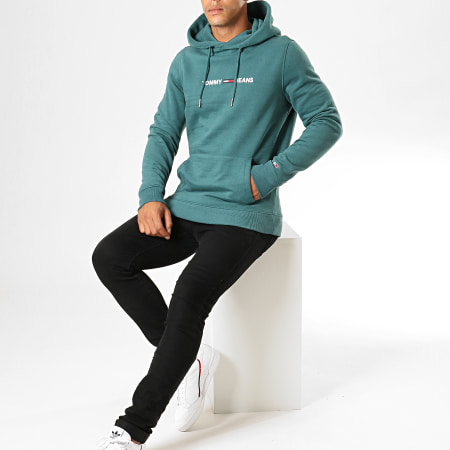 Tommy Jeans - Sweat Capuche Straight Logo 7030 Vert