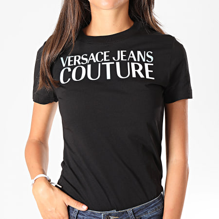 Versace Jeans Couture - Tee Shirt Slim Femme B2HUB7T2-30283 Noir Iridescent