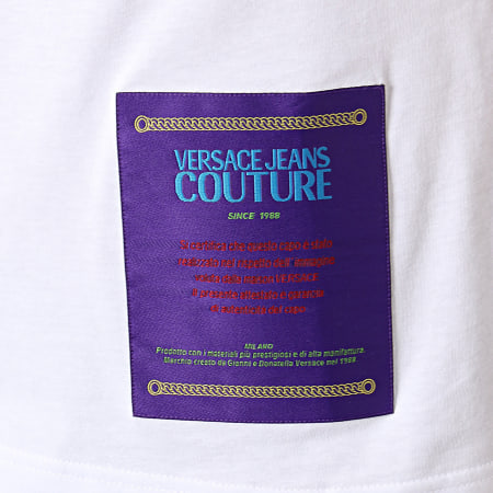Versace Jeans Couture - Tee Shirt UUM600 Azure B3GUB7TB-30283 Blanc Iridescent