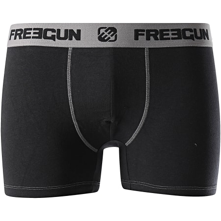 Freegun - Lot De 2 Boxers Coton Stretch Noir Gris