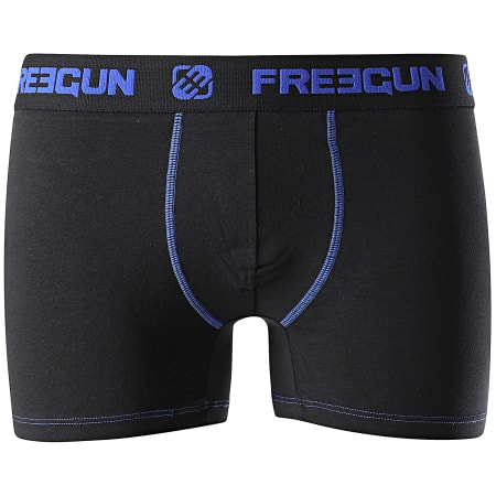 Freegun - Lot De 2 Boxers Coton Stretch Noir Bleu Marine