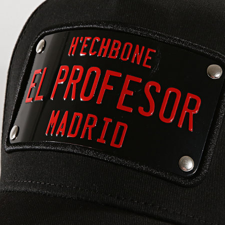 Hechbone - Casquette Plaque El Profesor Noir Rouge