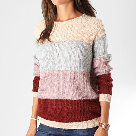 Only - Pull Femme New Malone Beige Gris Rose Bordeaux