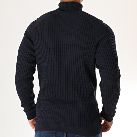 Selected - Pull Col Roulé Carlos Cable Bleu Marine