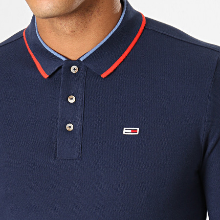 Tommy Jeans - Polo Slim A Manches Longues 6943 Bleu Marine