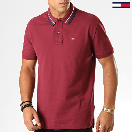 Tommy Jeans - Polo Manches Courtes Classics Tipped 7195 Bordeaux