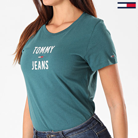 Tommy Hilfiger - Tee Shirt Slim Femme Square Logo 7155 Vert