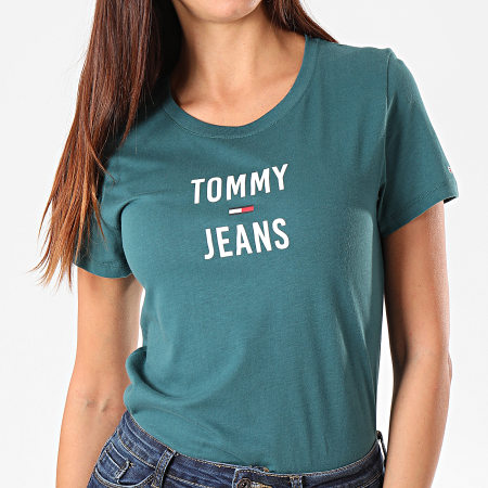 Tommy Hilfiger - Tee Shirt Slim Femme Square Logo 7155 Vert