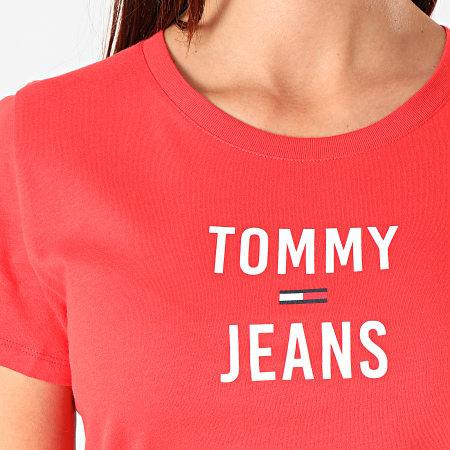 Tommy Jeans - Tee Shirt Slim Femme Square Logo 7155 Rouge