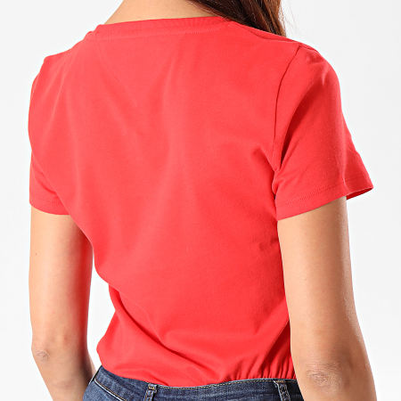 Tommy Jeans - Tee Shirt Slim Femme Square Logo 7155 Rouge
