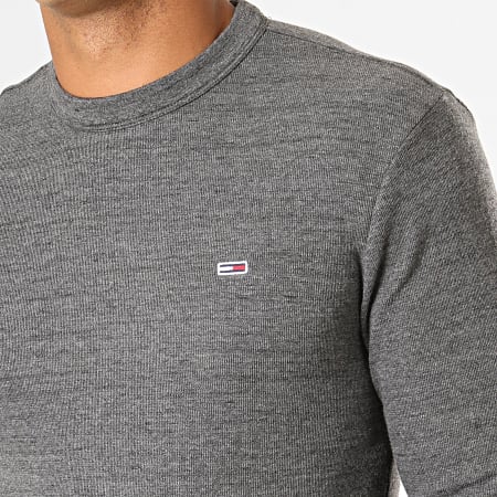 Tommy Jeans - Tee Shirt Manches Longues Waffle 6957 Gris Chiné