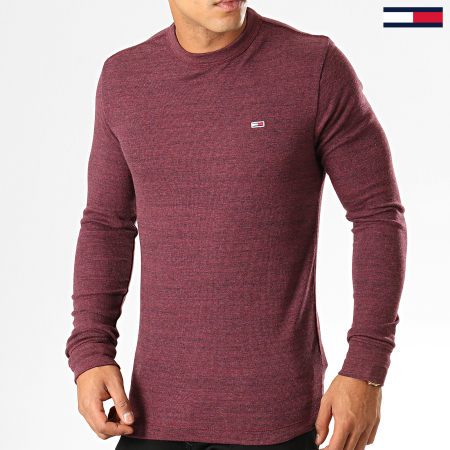 Tommy Jeans - Tee Shirt Manches Longues Waffle 6957 Bordeaux Chiné