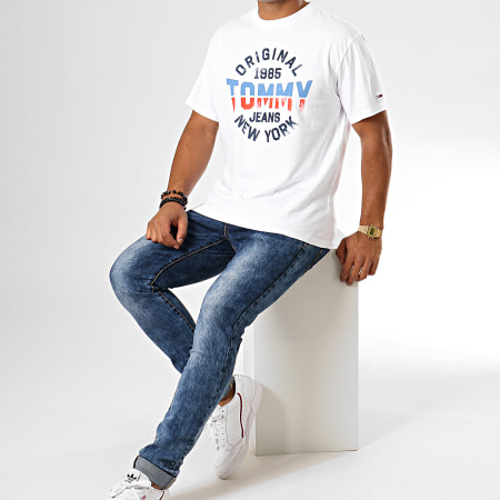 Tommy Jeans - Tee Shirt Essential Round Logo 7013 Blanc