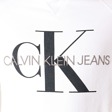 Calvin Klein - Sweat Capuche Washed Reg Monogram 3219 Blanc