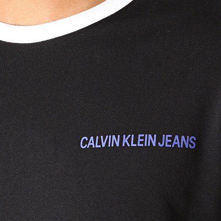 Calvin Klein - Tee Shirt Manches Longues Avec Bande Monogram Tape Back 3236 Noir