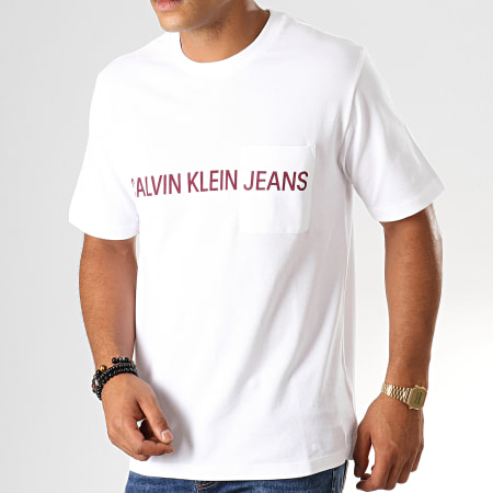 Calvin Klein - Tee Shirt Poche Instit Pique 3251 Blanc