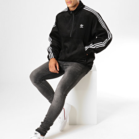 Adidas Originals - Veste Col Zippée A Bandes Cord HZ ED6129 Noir Velours