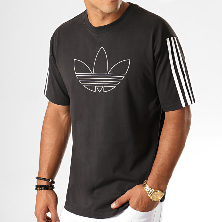 Adidas Originals - Tee Shirt A Bandes Outline Trefoil ED6263 Noir