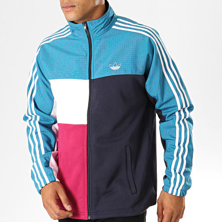 Adidas Originals - Veste De Sport A Bandes Asymmetric ED5522 Bleu Turquoise Bleu Marine