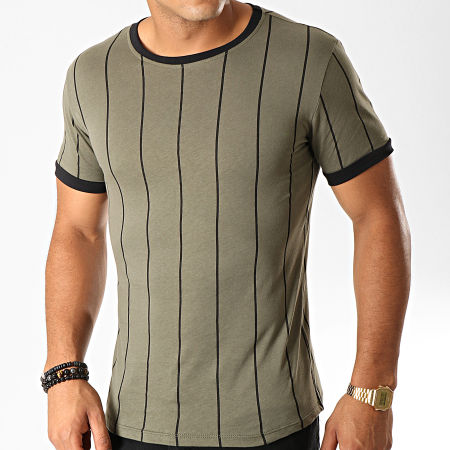 Frilivin - Tee Shirt A Rayures 5351 Vert Kaki