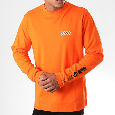 HUGO - Tee Shirt Manches Longues Reverse Logo Dyderabad 50414452 Orange Noir