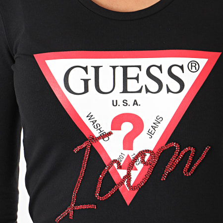 Guess - Tee Shirt Slim Femme Manches Longues W94I88-K7DE0 Noir