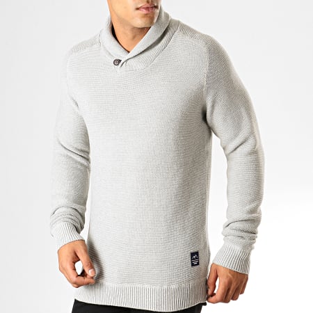 Jack And Jones - Pull Col Amplified Money Gris Chiné