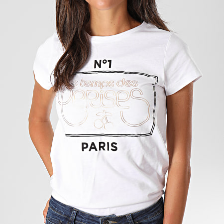 Le Temps Des Cerises - Tee Shirt Femme Pistache Blanc Doré