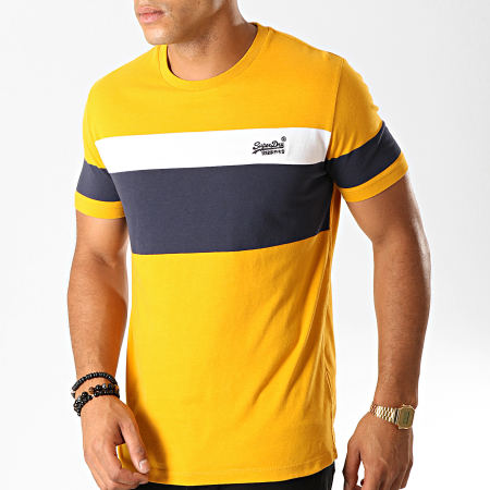 Superdry - Tee Shirt Orange Label Chestband M1000016A Jaune Moutarde
