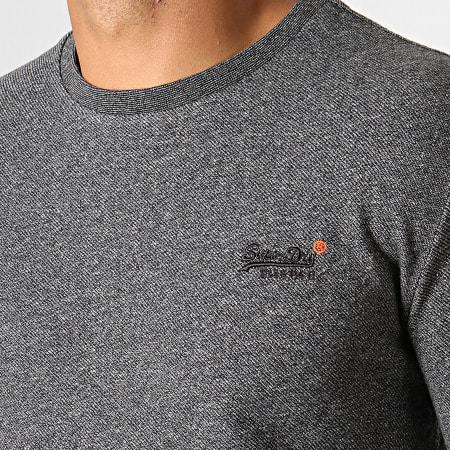 Superdry - Tee Shirt Manches Longues Orange Label Twill Texture M6000011A Gris Anthracite Chiné