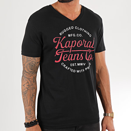 Kaporal - Tee Shirt Col V Obuce Noir