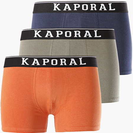 Kaporal - Lot De 3 Boxers Quad Vert Kaki Orange Bleu Marine