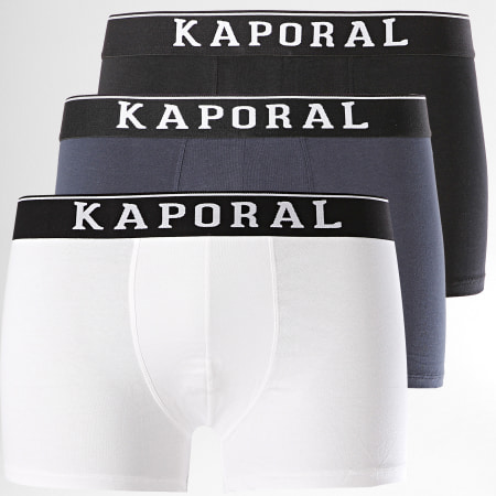 Kaporal - Lot De 3 Boxers Quad Noir Blanc Bleu Marine