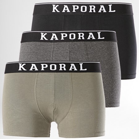Kaporal - Lot De 3 Boxers Quad Noir Gris Vert Kaki