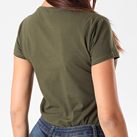 Kaporal - Tee Shirt Slim Femme Xail Vert Kaki Doré Argenté