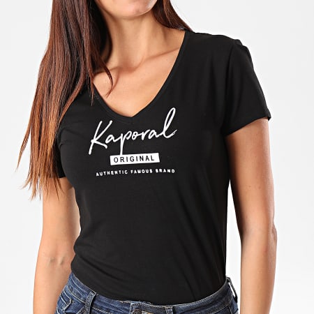 Kaporal - Tee Shirt Slim Col V Femme Xavra Noir