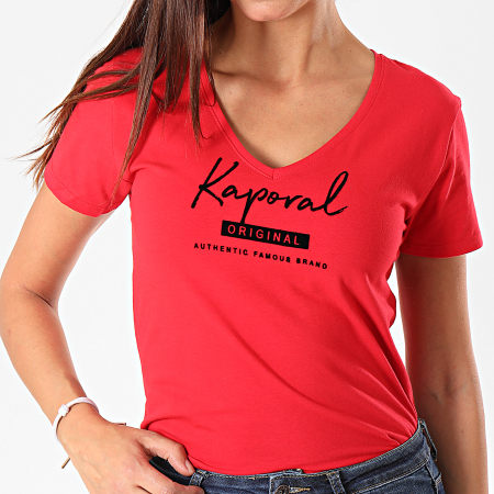 Kaporal - Tee Shirt Slim Col V Femme Xavra Rouge