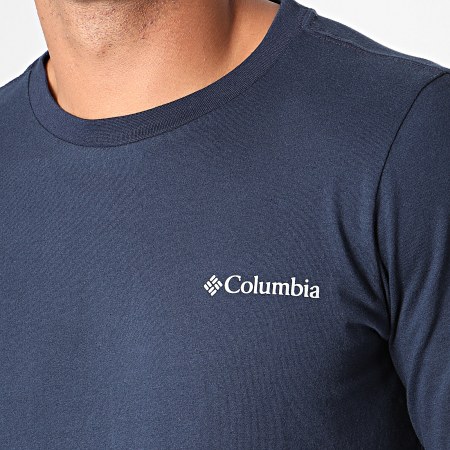 Columbia - Tee Shirt Manches Longues Lodge Bleu Marine Blanc Rouge
