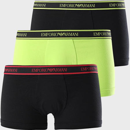 Emporio Armani - Lot De 3 Boxers Stretch Cotton 111357-9A717 Noir Vert