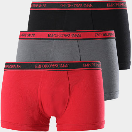 Emporio Armani - Lot De 3 Boxers 111357-9A717 Noir Rouge Gris