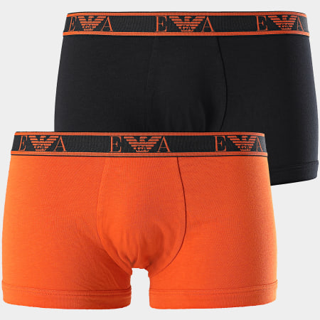 Emporio Armani - Lot De 2 Boxers Stretch Cotton 111210-9A715 Noir Orange