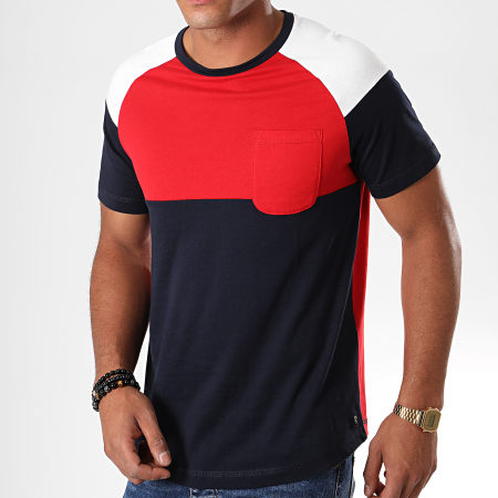 Tom Tailor - Tee Shirt Poche 1013775-00-12 Rouge Bleu Marine Blanc